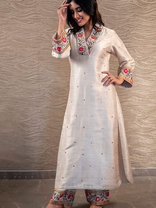 Raw Silk Heavy Embroidered Outfit-S