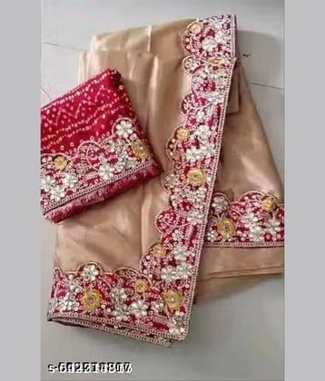 Shivadit ethnic Chiffon Solid Regular Saree With Unstitched Blouse Piece ( Cream )