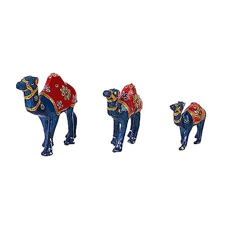 DreamKraft Paper Mache Handmade Camel Showpiece (Set of 3, Multicolor)