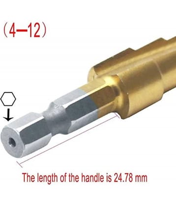THR3E STROKES-1pcs 4-12mm 4241 HSS 5 Step Drill Bit Pagoda Cone Drill with 1/4" Hex Shank and Titanium-Plated ace Treatment