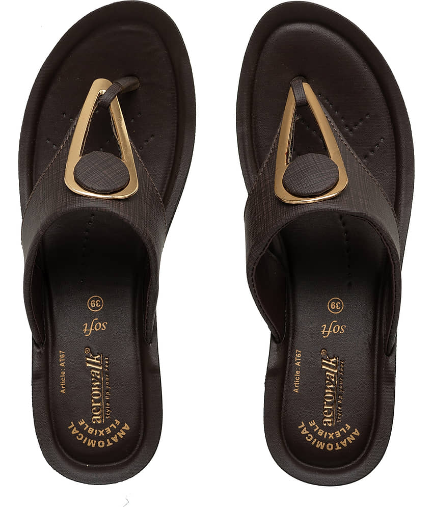 Aerowalk - Brown Women's Leather Slipper
