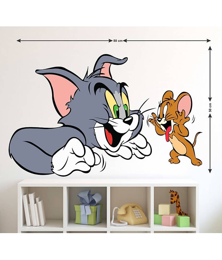 Wallzone Tom and Jerry 3D Sticker ( 70 x 75 cms )
