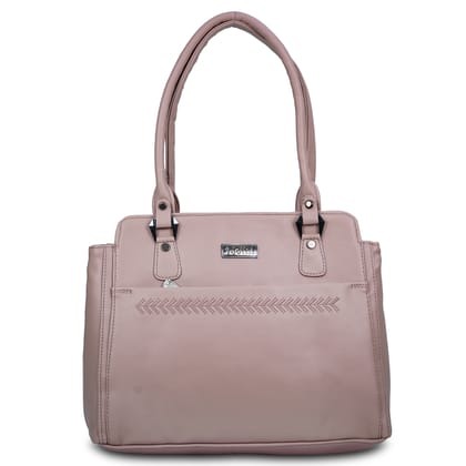 Jothi Elista Premium Women's Handbag | Multi-Compartment Synthetic Leather Tote | Chevron Leaf Stitch Design | Matte Finish | Soft Base | Tan Brown