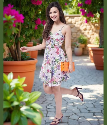 Zima Leto Women Polyester Printed Fit & Flare Dress ( Multicolor )