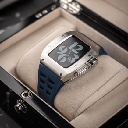 45MM Sports Edition Luxury iWatch Case: Silver-Blue
