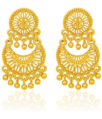 LUV FASHION Golden Jhumki Earrings ( Pack of 1 )