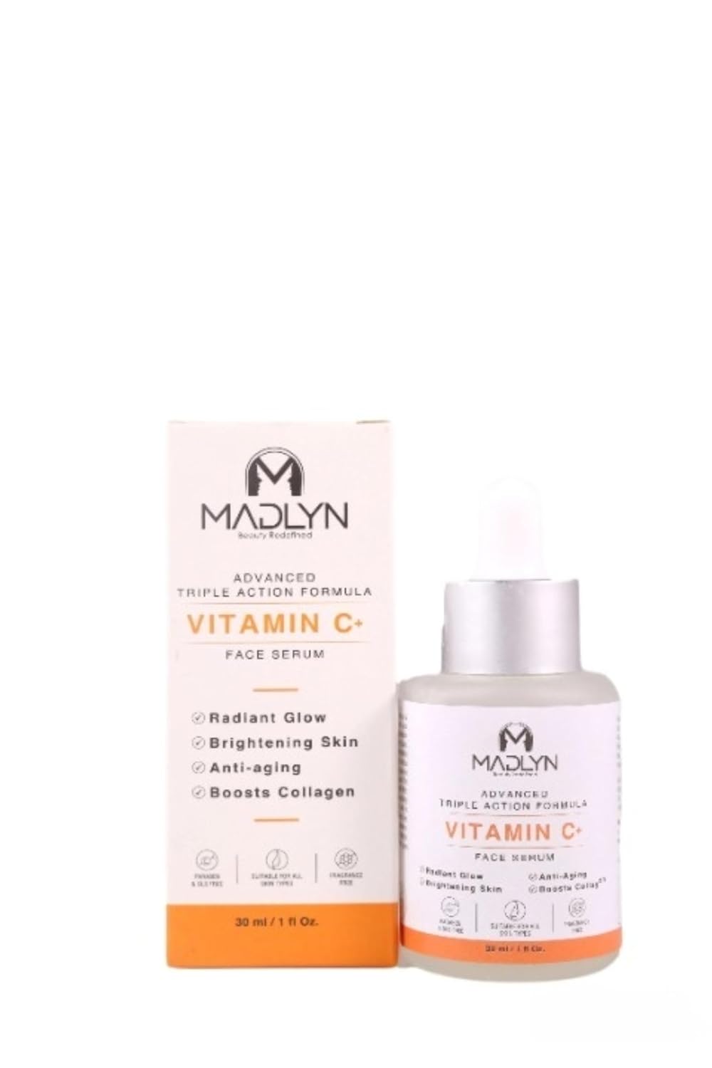 MADLYN BEAUTY REDEFINED Vitamin C Face Serum for Advanced Brightness | Reduces Hyperpigmentation & Dark Spots | Skin Radiance Booster | 30ml