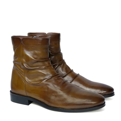 Olive Leather Pleated Lightweight Chelsea Boots by Brune & Bareskin-40/6