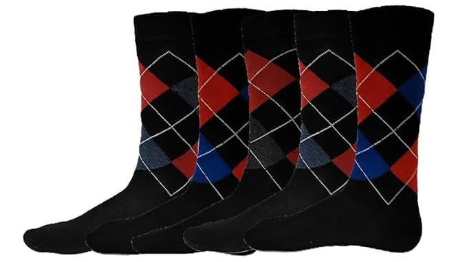 VOICI Men's Formal Socks Black, White Blue and Grey Color Free Size - 5