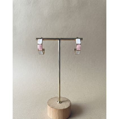 Earrings Pink White Hoop 