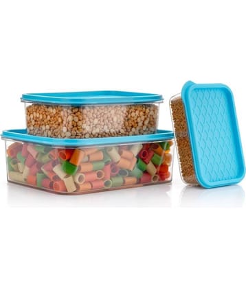 Analog Kitchenware Fruit/Dry Fruit/Veg. Plastic Sky Blue Food Container ( Set of 3 )