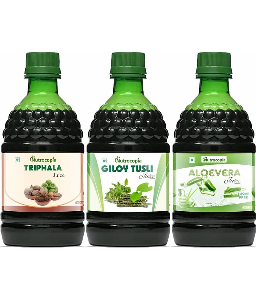 NUTROCOPIA Triphala, Giloy Tulsi & Aloe Vera Juice to Relieves Constipation Pack of 3 of 400 ML(1200 ML)