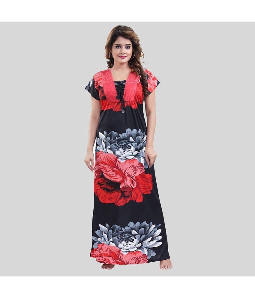 Gutthi - Red Satin Women's Nightwear Nighty & Night Gowns ( Pack of 1 )