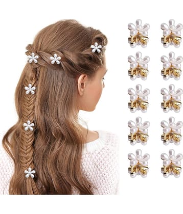 Revernest White Hair Clip ( Pack of 10 )