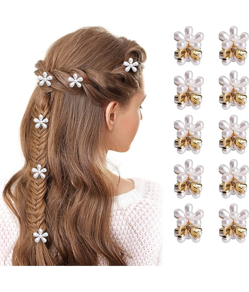 Revernest White Hair Clip ( Pack of 10 )