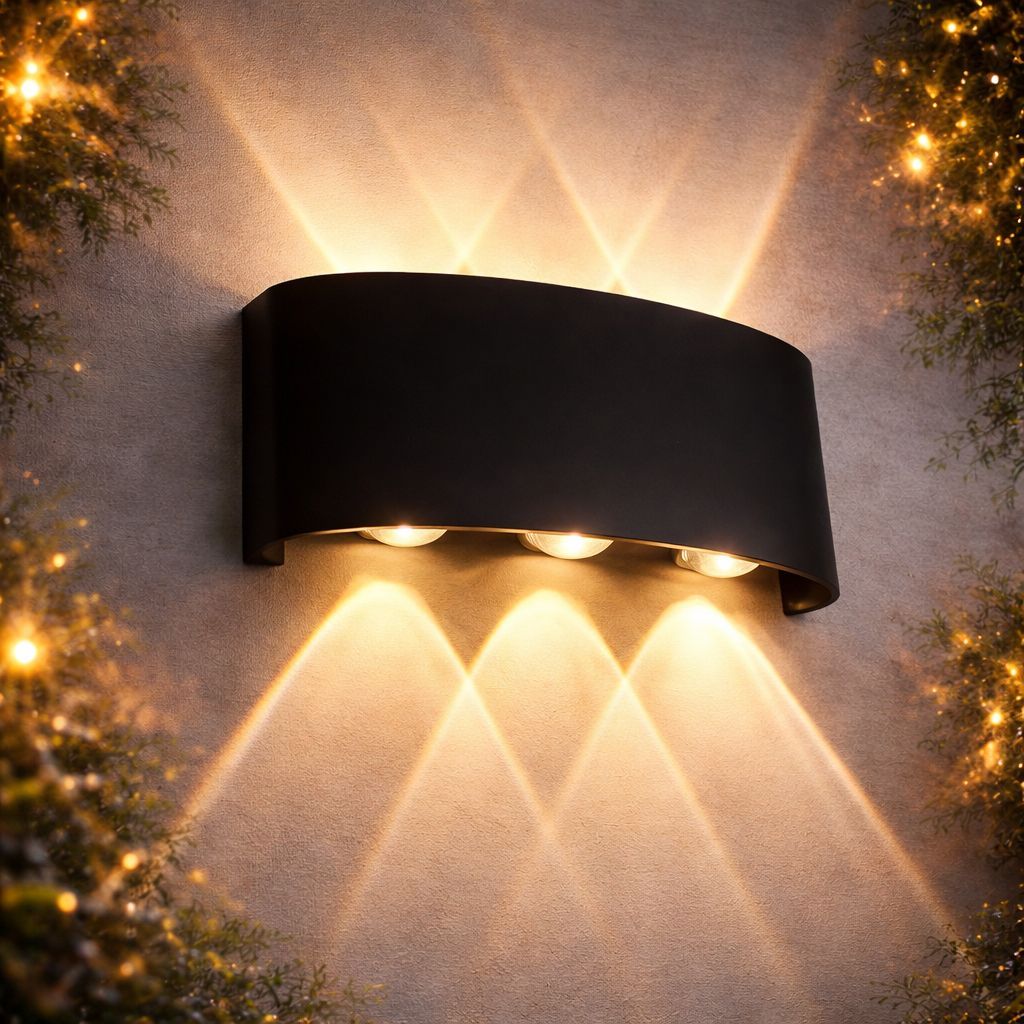 SPARKWORLD 3-Way Up & Down LED Wall Light Modern Warm White Decorative Sconce for Indoor & Outdoor Use (Black Finish) | Size: 16X8 cm