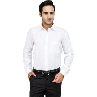 Baleshwar Men White Solid Formal Shirt (Pack of 1)