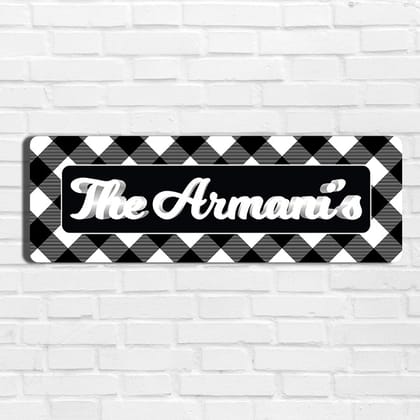 Gingham  Name Plate - Petite-Black