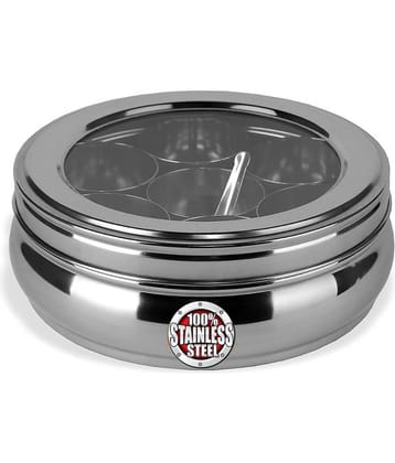 PIQUANT KITCHENWARE 11 Belly Spice Box Steel Silver Utility Container ( Set of 1 )
