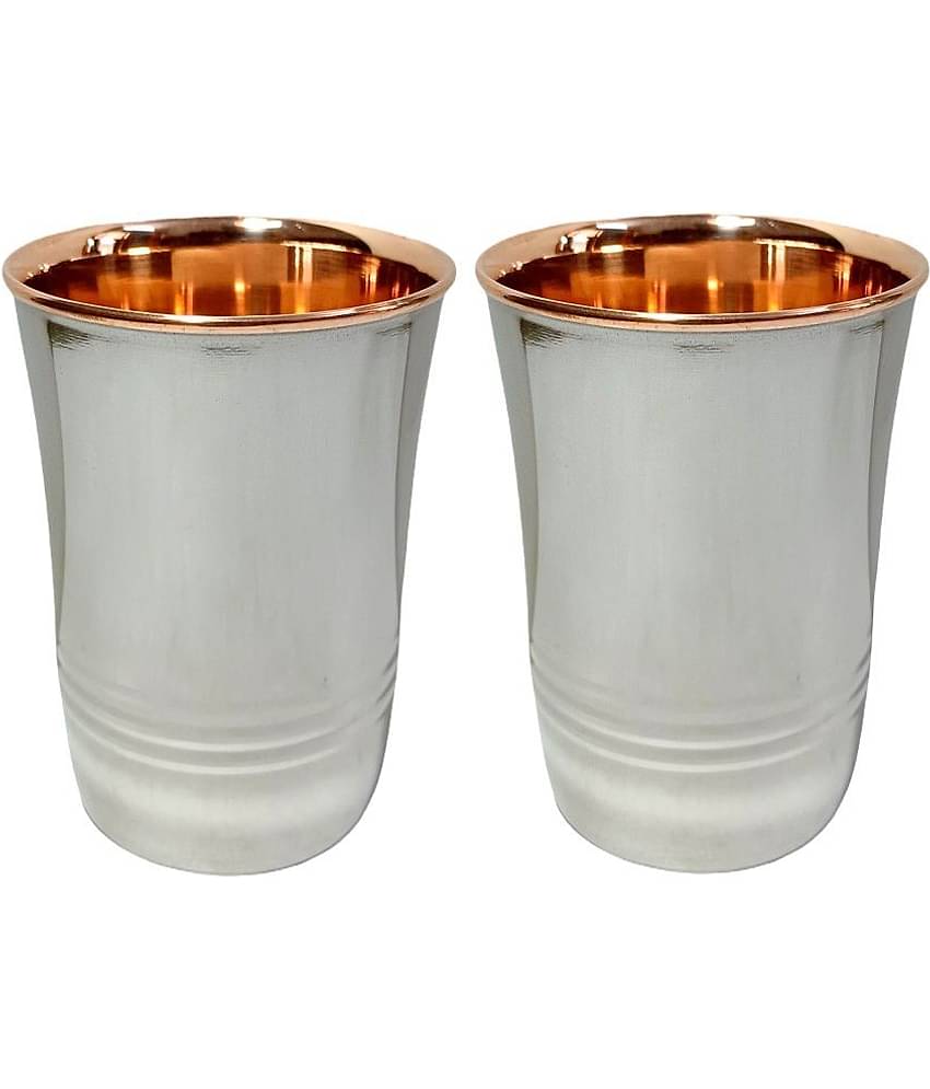 A & H ENTERPRISES - Copper Glasses Set 250 ml ( Pack of 2 )