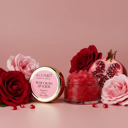 Kuuard Lip Scrub Fight Dark Lips, Smoker's Lines & Combat Pigmentation | Enhances Natural Lip Color | Crushed Rose Petal & Pomegranate