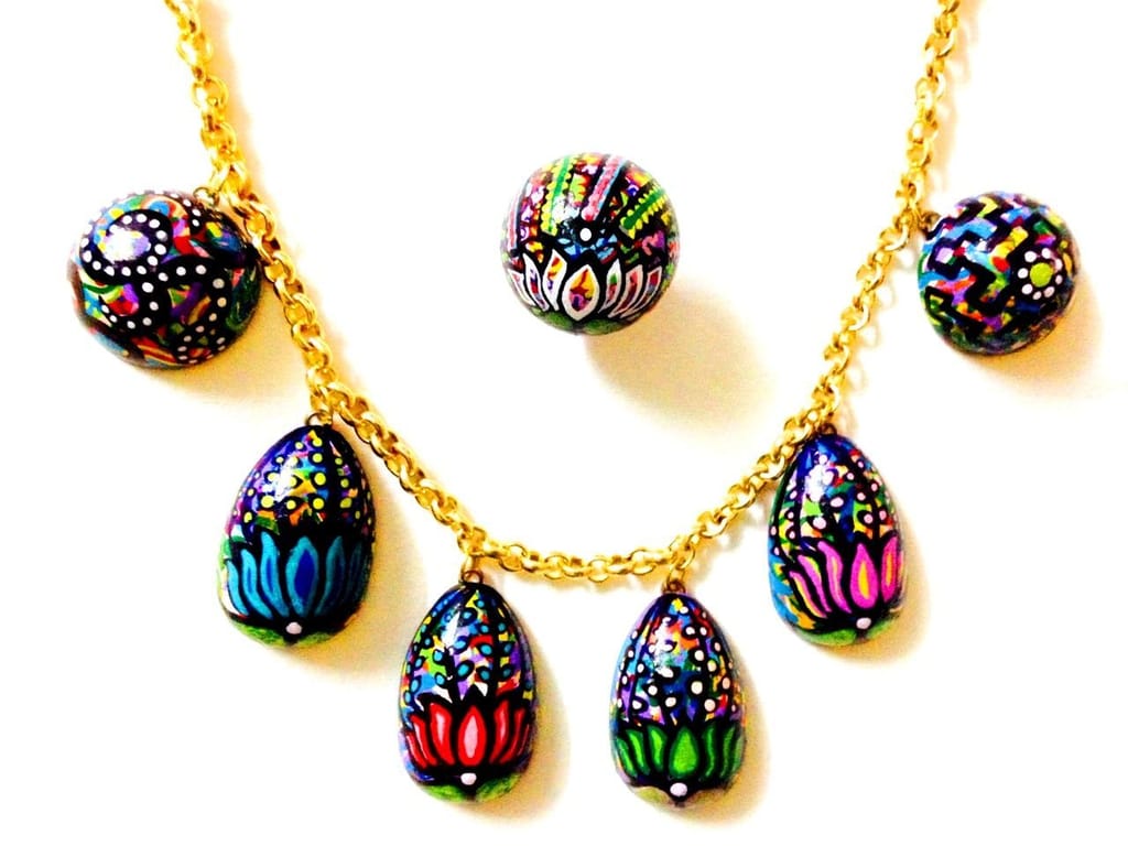 I Love My Lotus - Handpainted Wooden Necklace