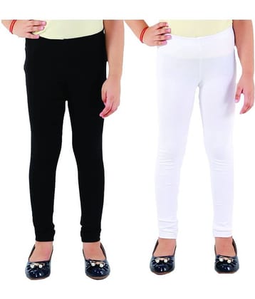Kids Cave Pack of 2 Girls Cotton Blend Leggings ( Black )