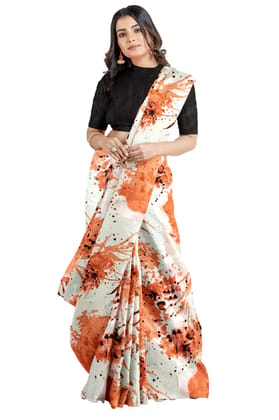 Generic Women's Joya Silk Saree with Blouse (Orange, 5 - 6 Mtrs)