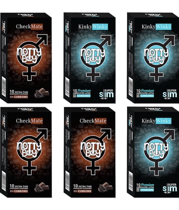 NottyBoy Ultra Thin Smooth and Chocolate Flavoured Combo Pack Condoms For Men - 60 Units