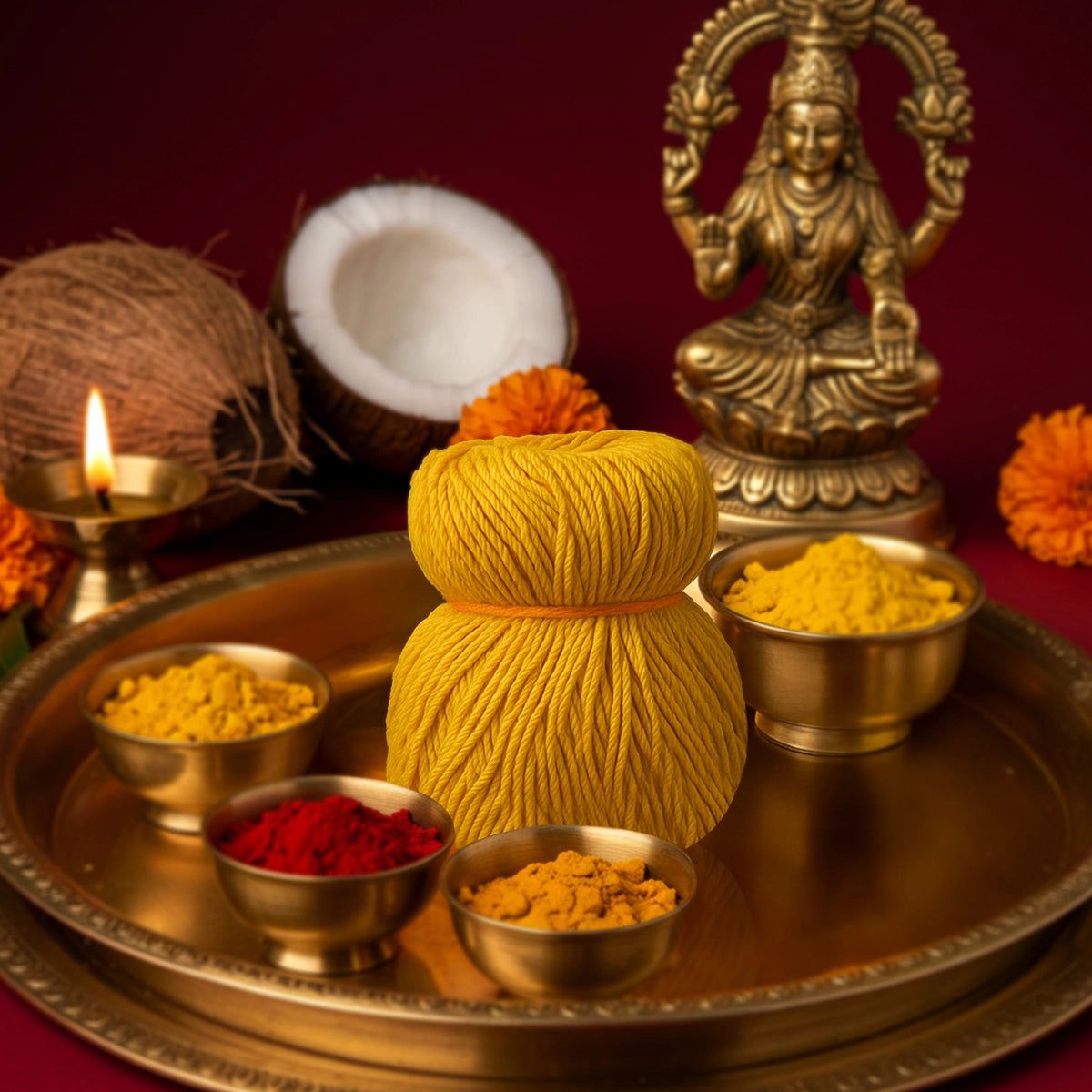 Giri Nonbu Charadu | Yellow Janeu  | Thread Janeu  | Nonbu Kayiru  | Nombu Saradu for Pooja 100 Pcs