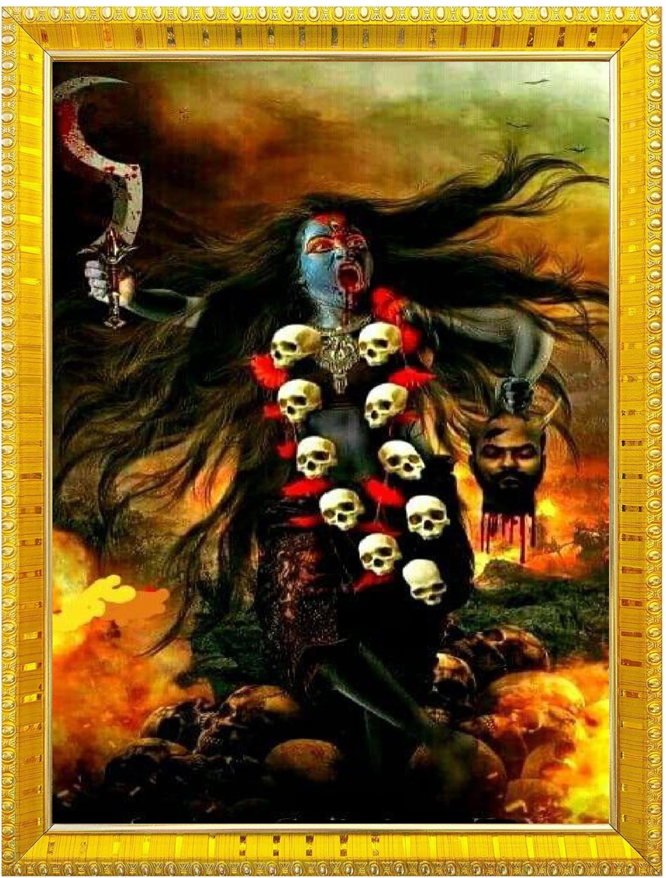 NOKKES Kali Devi Maa Mata Photo Frames Religious Photo frame 5X7 Inch Photo Frame_WE18