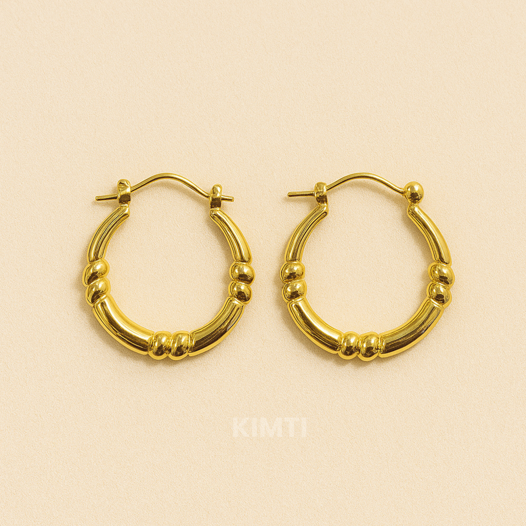 18k Gold Plated Texture Huggie Hoop Earring
