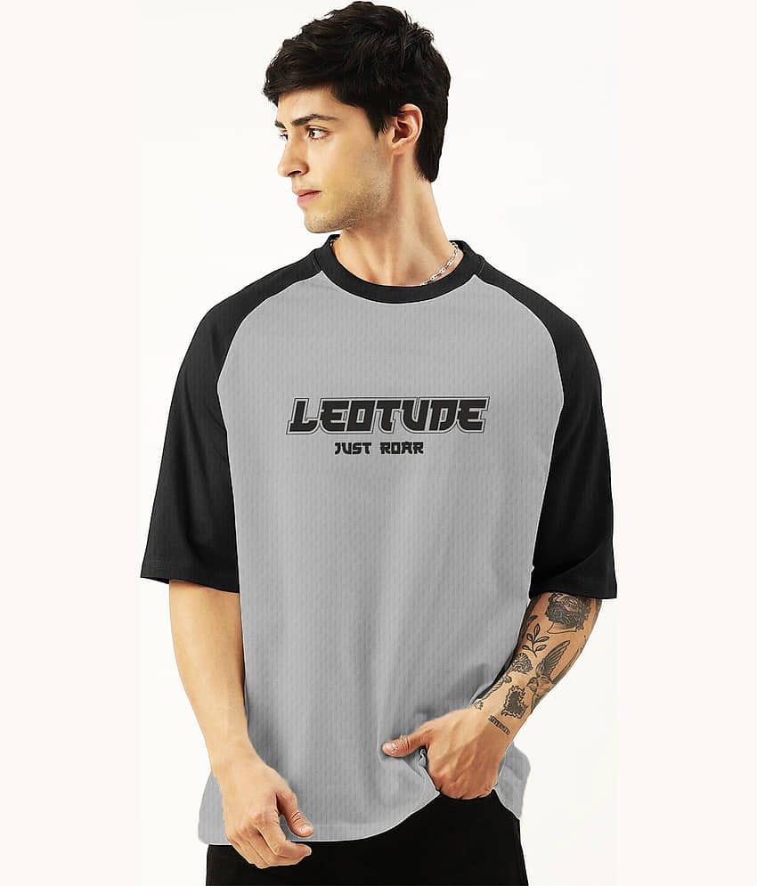 Leotude Men Cotton Blend Oversized Fit Printed T-Shirt ( Multicolor )