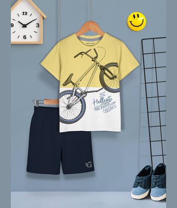 HELLCAT Pack of 1 Boys Cotton Blend T-Shirt & Shorts Set ( White )