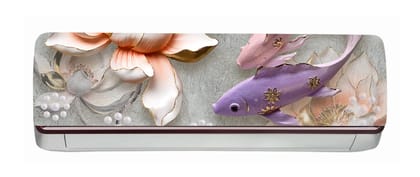 DreamKraft Decorative Flower with Fish AC Sticker (Multicolor PVC Vinyl, 30cm X 91cm)
