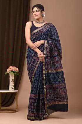 MAHESHWARI SILK BAGRU PRINT SAREE