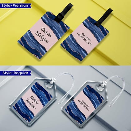 Personalized Luggage Tags - Navy Aura Design-Regular Bag Tags / Set of 2