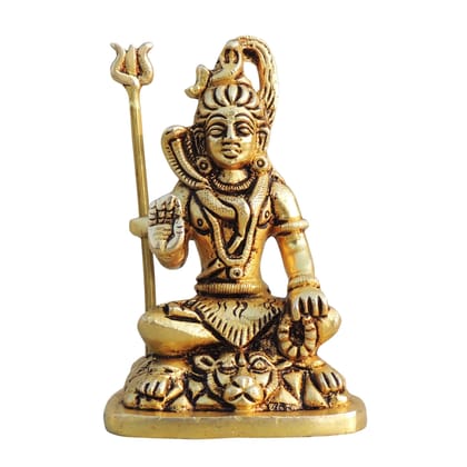 Brass Shiv Ji Idol - Handcrafted Showpiece, Height : 4 Inch (BSMAS1710 F)