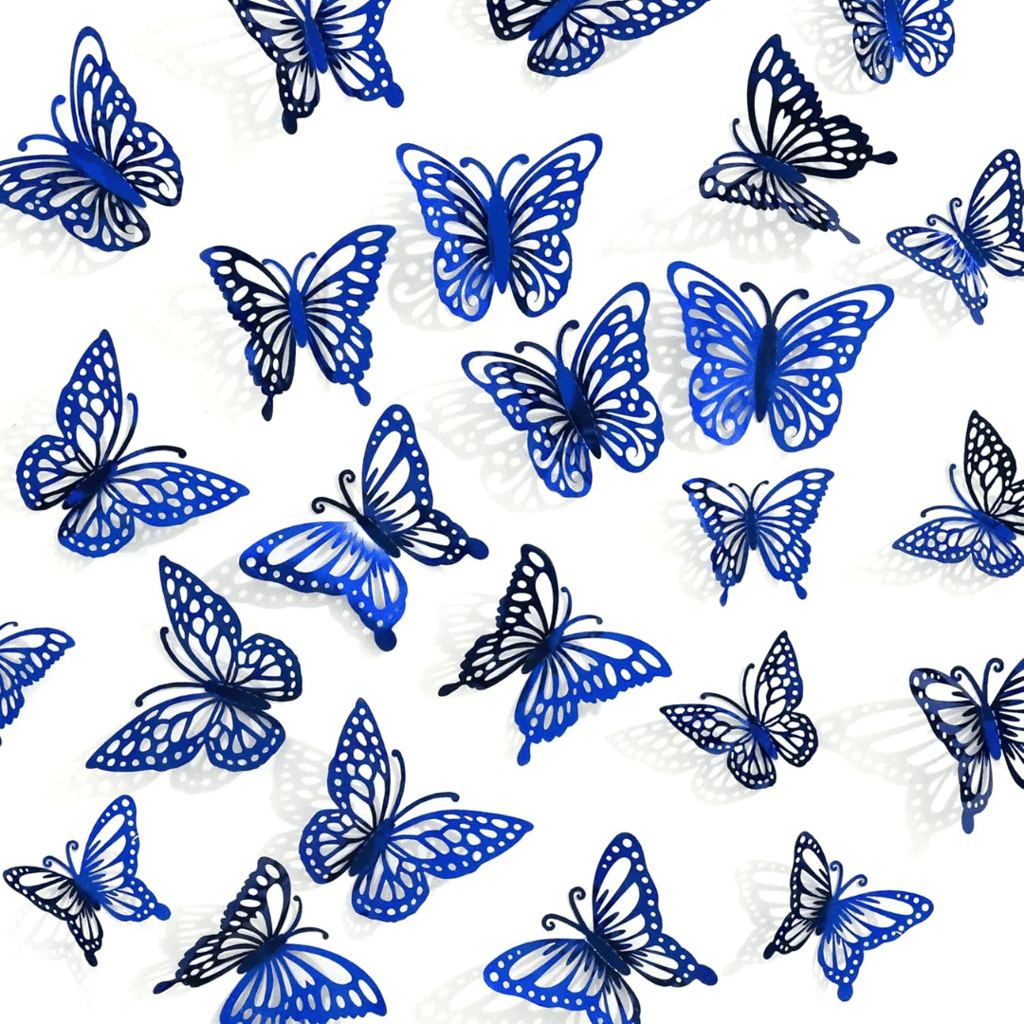 Iridescent 3D Butterfly Blue w/Stickers - 12 PC - Party and Festive Needs | Buy online on ZillyBuy
