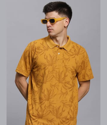 The Million Club Pack of 1 Cotton Blend Regular Fit Printed Half Sleeves Men's Polo T Shirt ( Mustard )