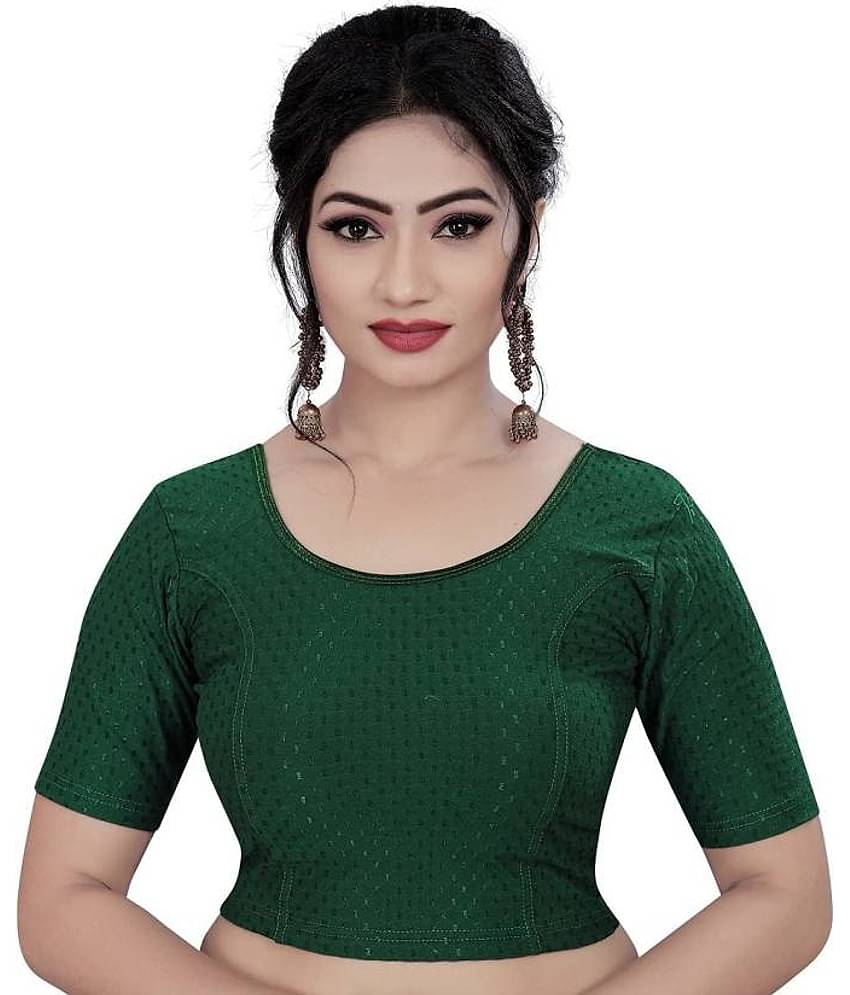 THE PRIVATE LABLE Green Readymade without Pad Lycra Women's Blouse ( Pack of 1 )