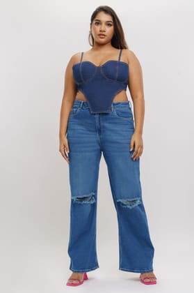 Distressed Wide Leg Jeans 36