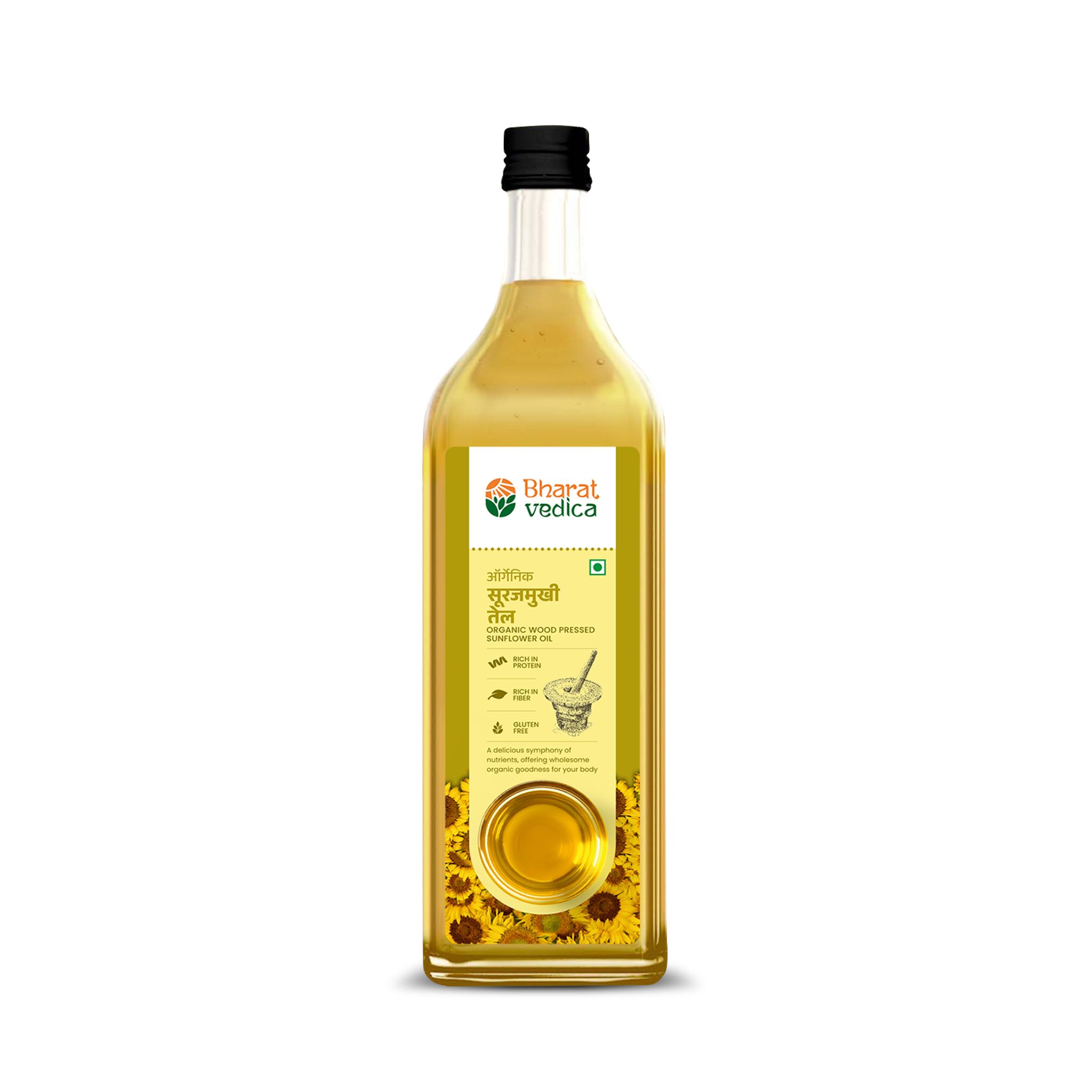 Bharat Vedica Wood Pressed Organic Sunflower Oil, 1 L