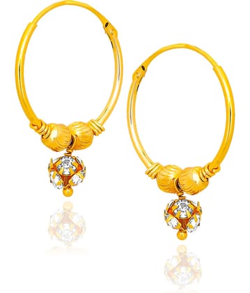 LUV FASHION Golden Hoops Earrings ( Pack of 1 )