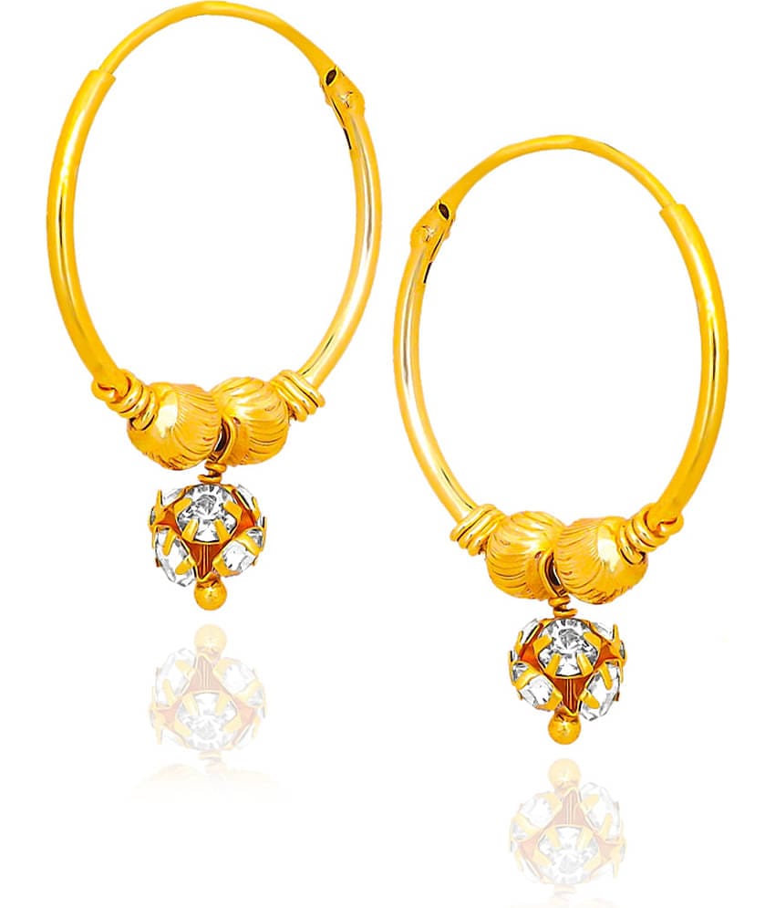 LUV FASHION Golden Hoops Earrings ( Pack of 1 )