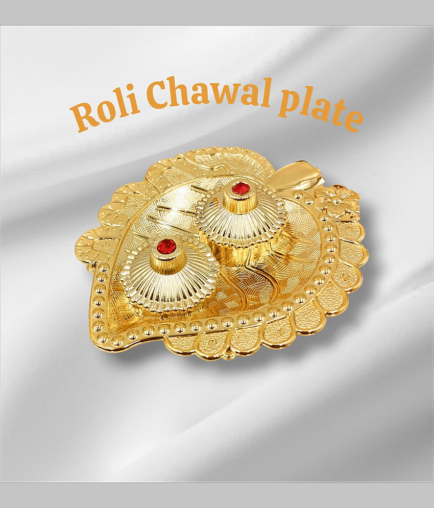 Gift N Shift India Plastic Rakhi Pooja Thali with Roli Kukum Chawal Oval Decorative Plate Red - Pack of 1