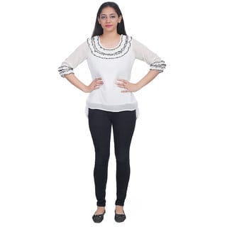 Chiffon Top (YES TEN) White High Low Top (32)