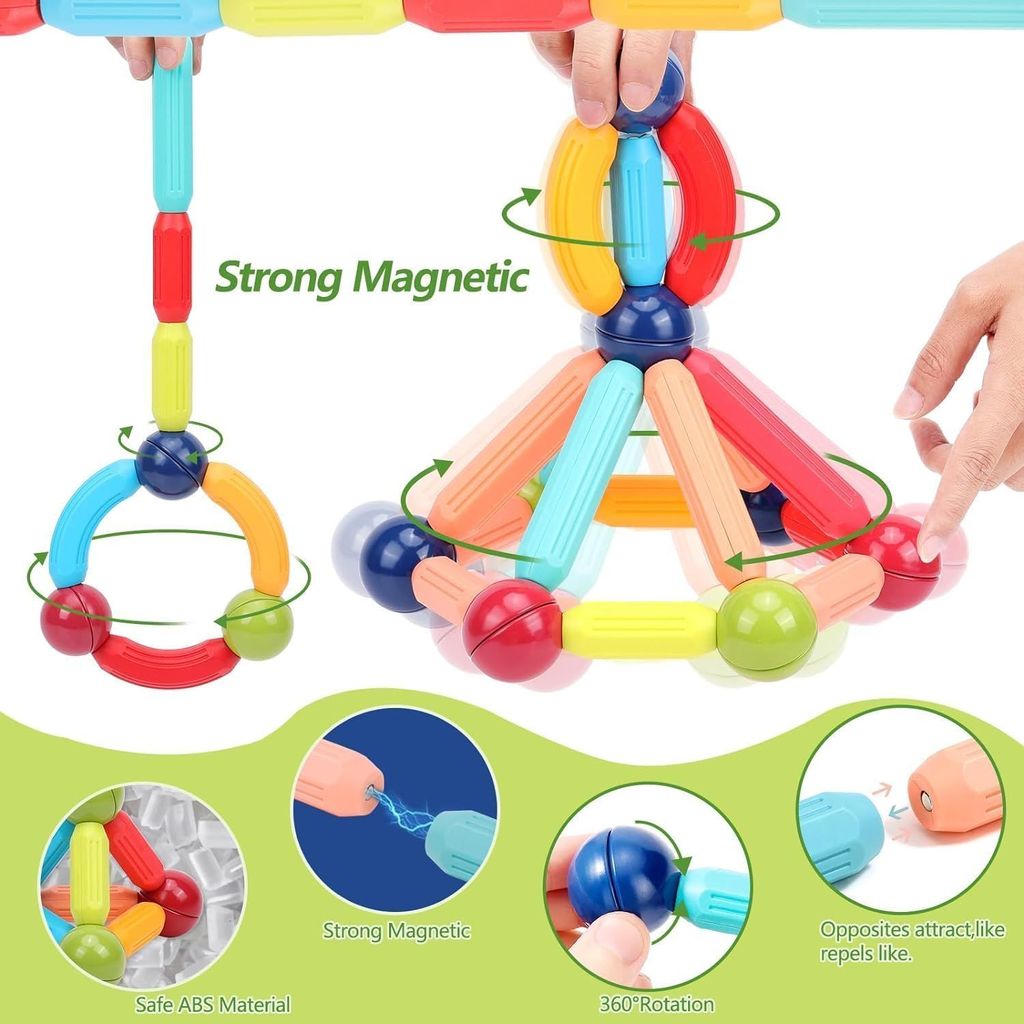 TOYTASTIC Magnetic Sticks Blocks Kids Toys, Learning Sticks and Balls, Activities Toys for Toddlers, Educational Toy