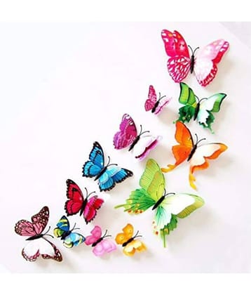 Idream Double Layer Multicolor Butterfly Magnet Nature 3D Sticker ( 12 x 9 cms )