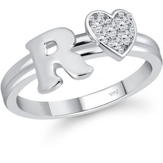 Vighnaharta Initial '' R '' Letter with heart ring alphabet for women Vighnaharta Initial '' R '' Letter with heart ring alphabet for women